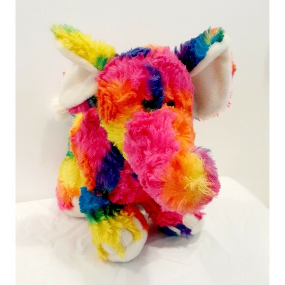 Fiesta Rainbow Crushed Tie Dye Elephant Plush Stuffed Animal Multi Color 10.5" - Picture 1 of 11